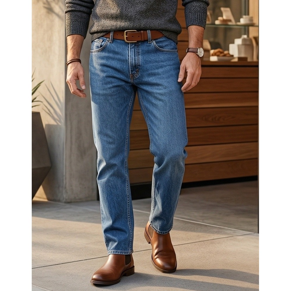 Levi's 505 Jeans Men's 36x29 Straight Leg‎ Midrise Cotton Stretch Blue Denim